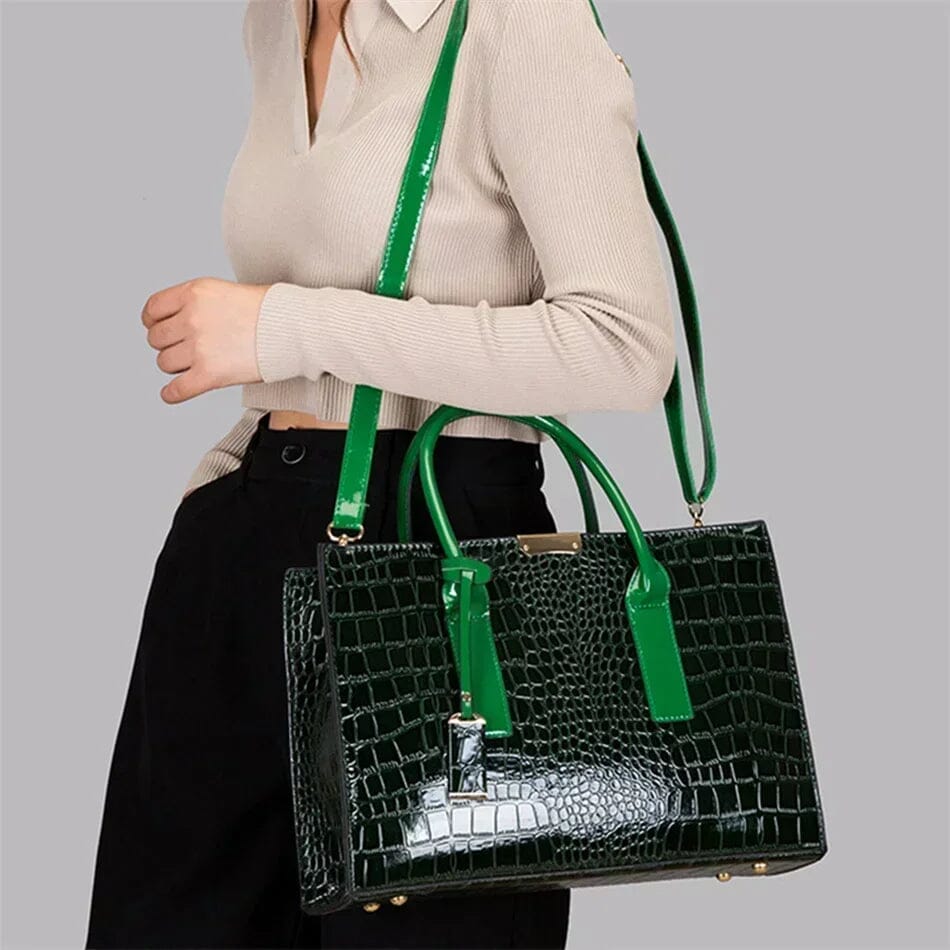 Tamsin - Crocodile-Print Leather Handbag