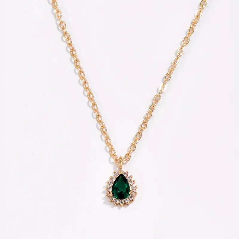 Green Water Drop Necklace