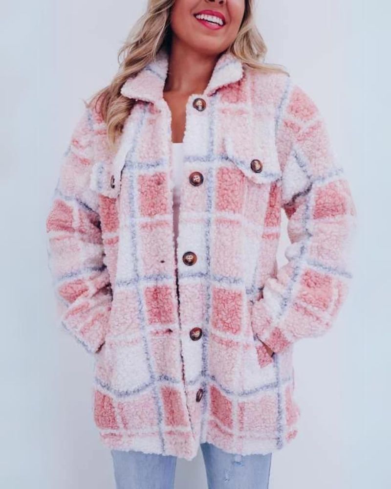 ELINARA - Checkered Fleece Jacket