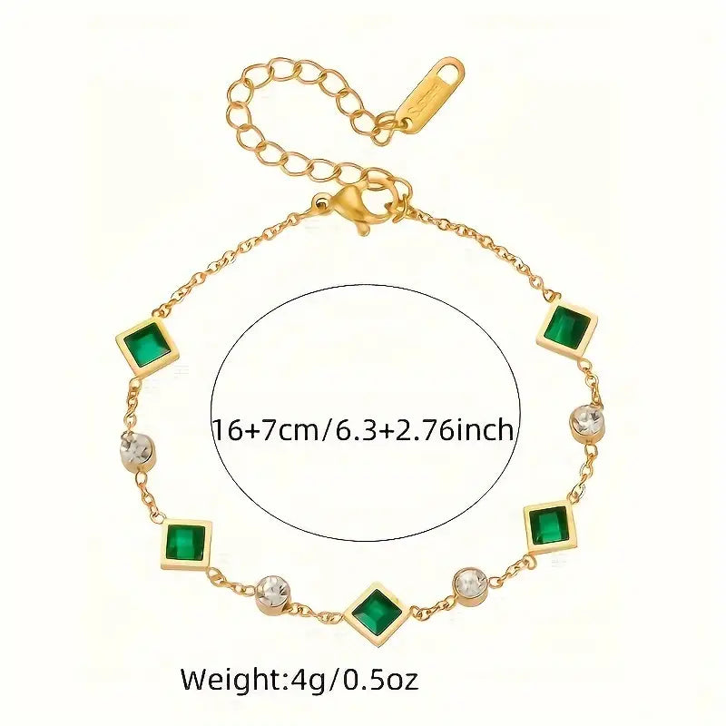 Green Square Zirconia Bracelet