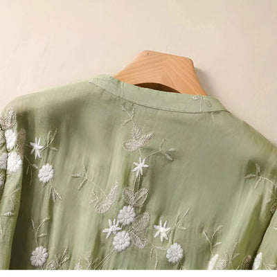 Celest - Floral Embroidered Cotton Top