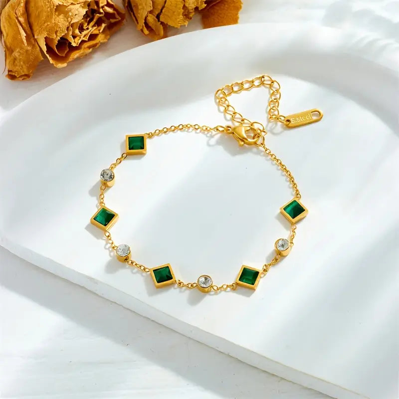 Green Square Zirconia Bracelet