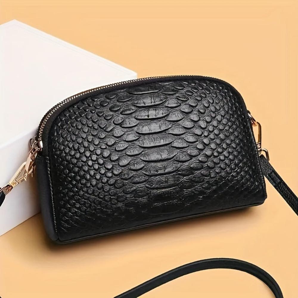 Cora | Elegant Mini Crossbody Bag in Faux Leather with Crocodile Texture