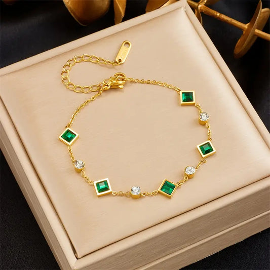 Green Square Zirconia Bracelet