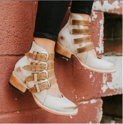 Vintage Buckled Leather Heels