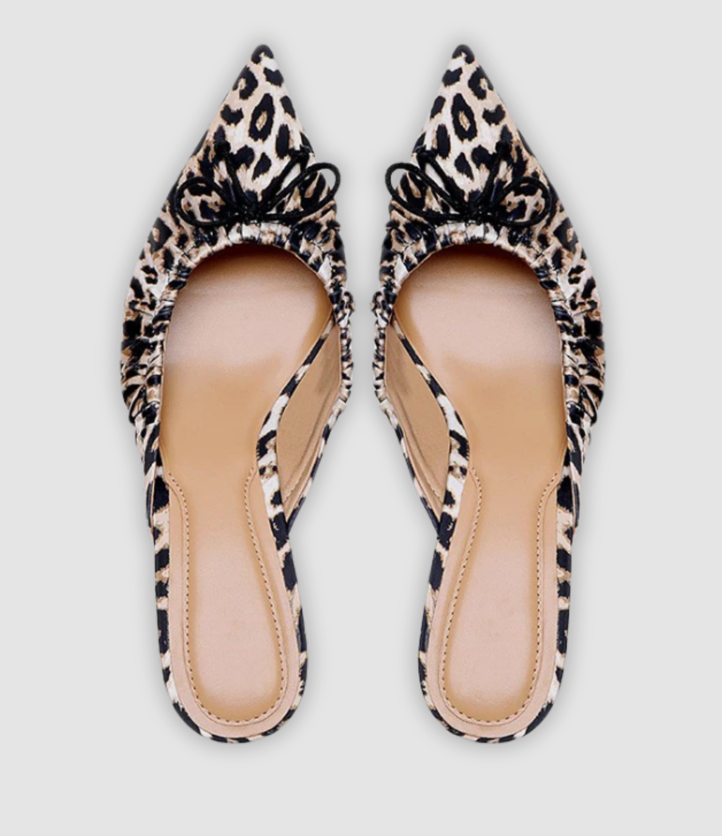 Cleo - Leopard Mules with Butterfly Knot