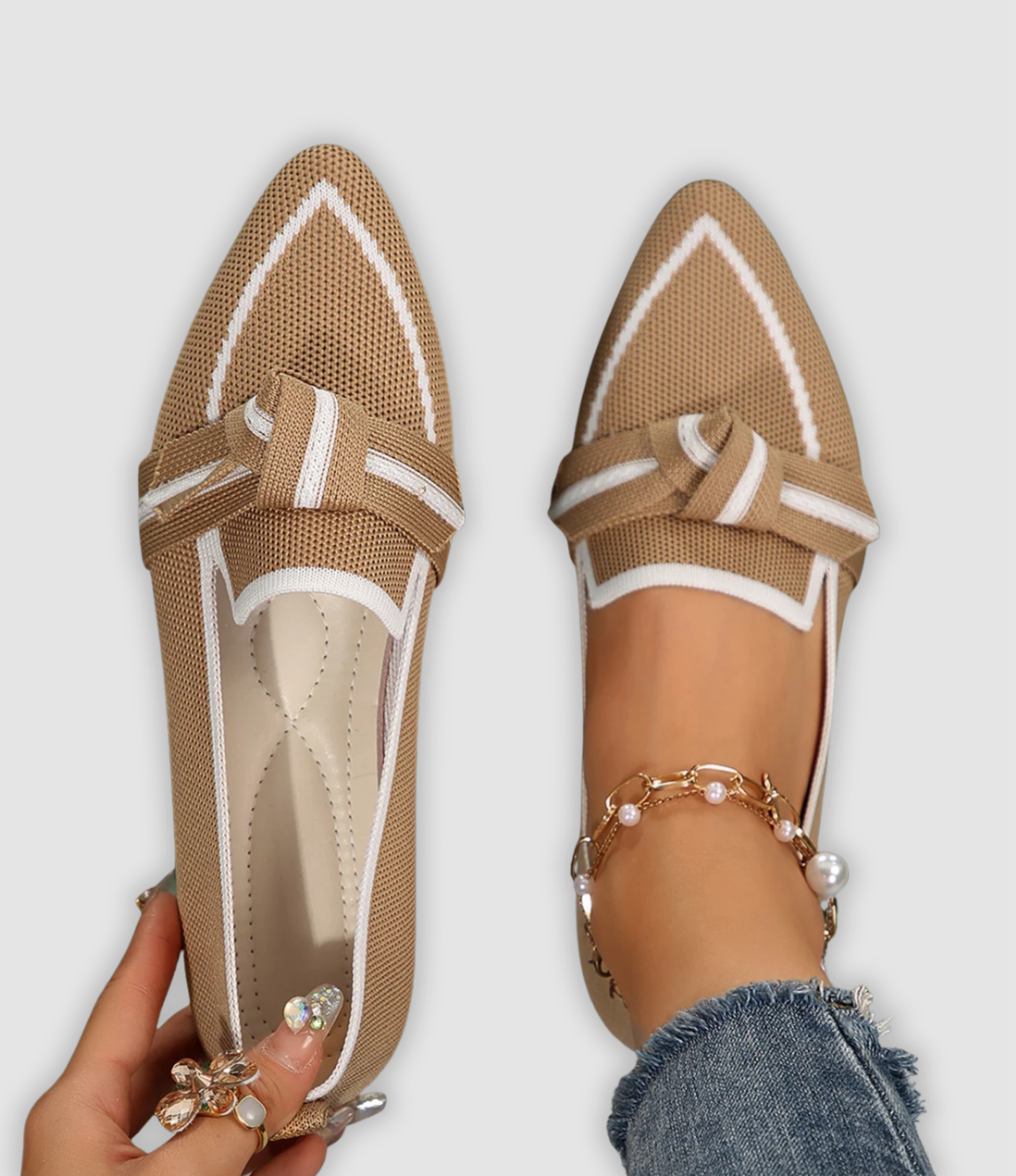 Evelina - Comfortable Mesh Loafers with Bow
