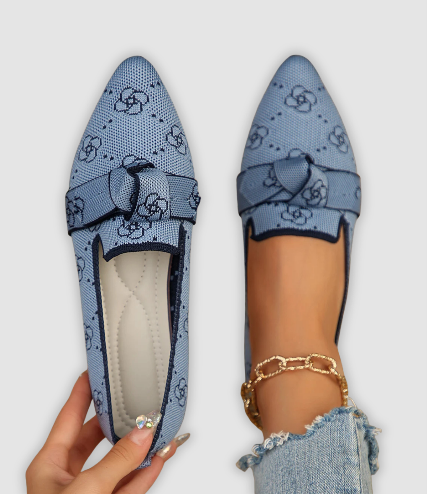 Evelina - Comfortable Mesh Loafers with Bow