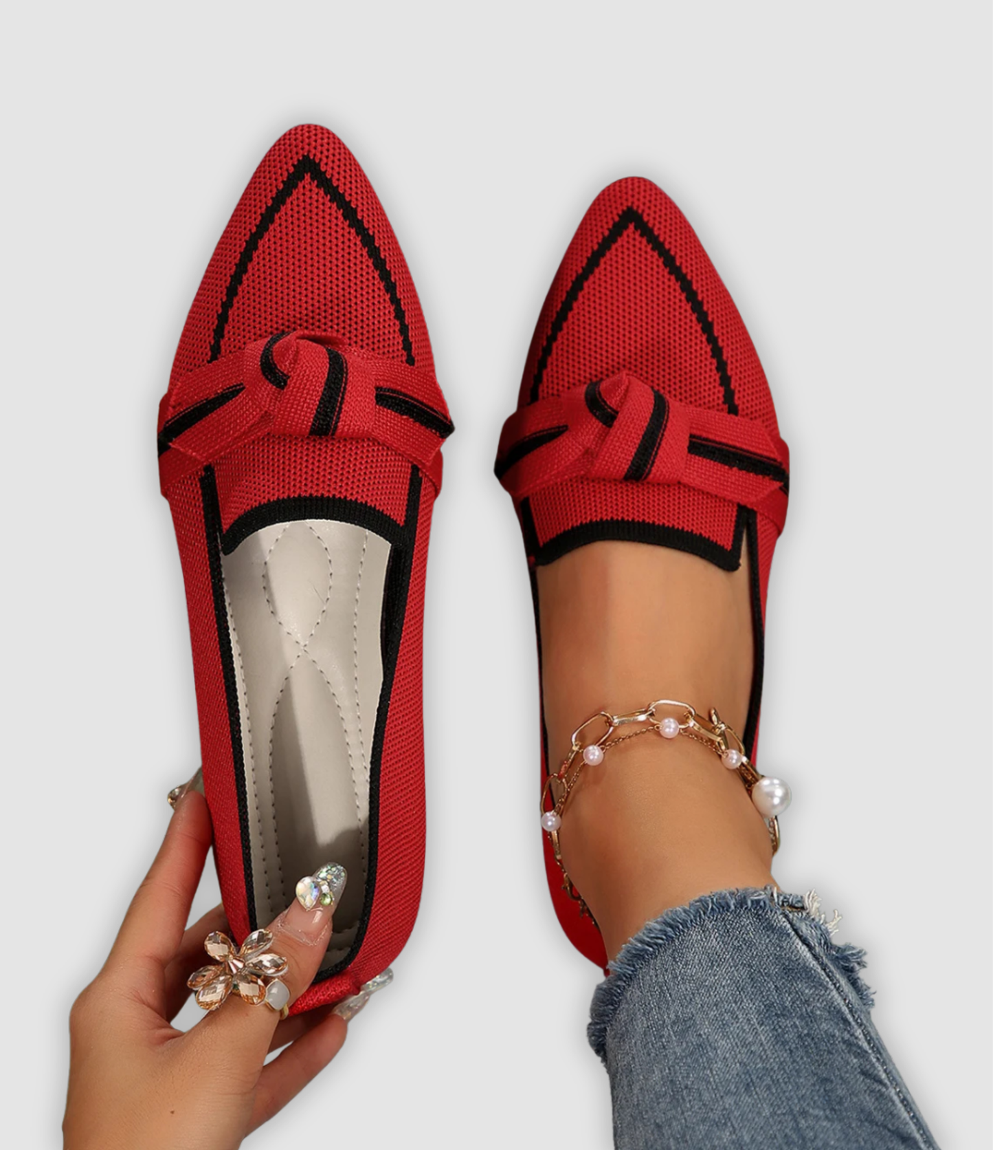 Evelina - Comfortable Mesh Loafers with Bow