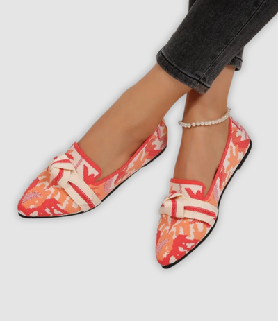 Dina - Comfortable Knit Slippers with Flower Pattern