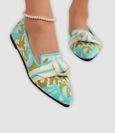 Dina - Comfortable Knit Slippers with Flower Pattern