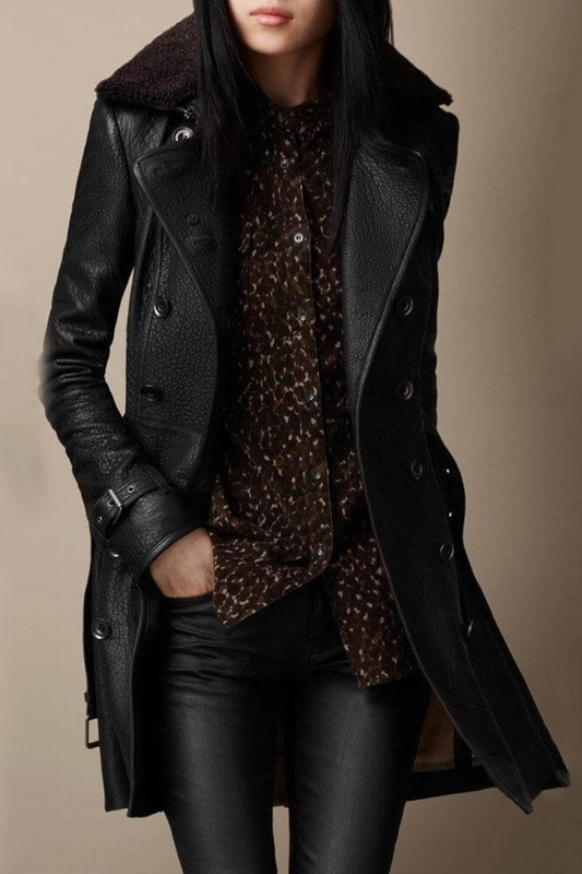 Tanja - Elegant Leather Trench Coat