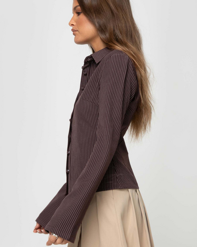 Carina - Stripe Collared Long Sleeve
