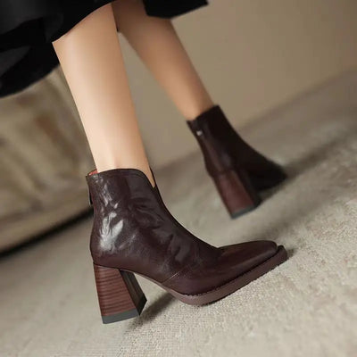 Aphixta Plush Leather Ankle Boots