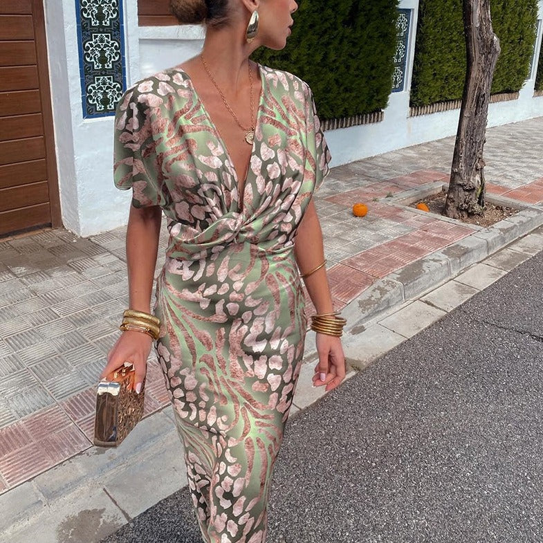 Celest - Twisted V-Neck Maxi Dress