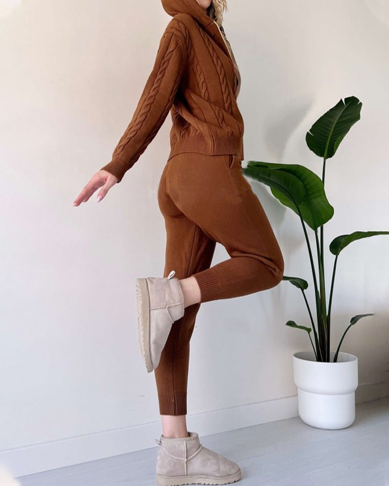 Ania - Casual Twist Jacquard Two Piece Set