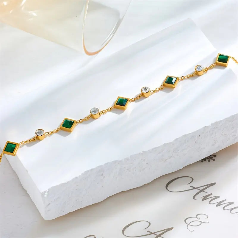 Green Square Zirconia Bracelet