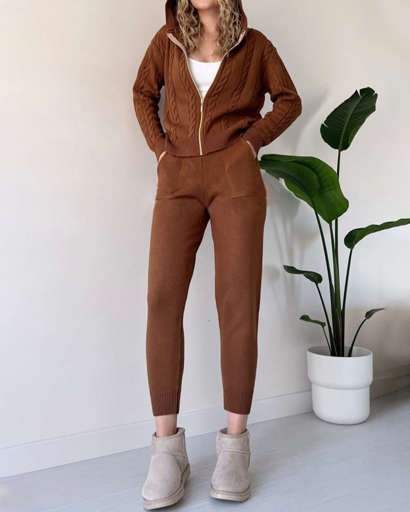 Ania - Casual Twist Jacquard Two Piece Set