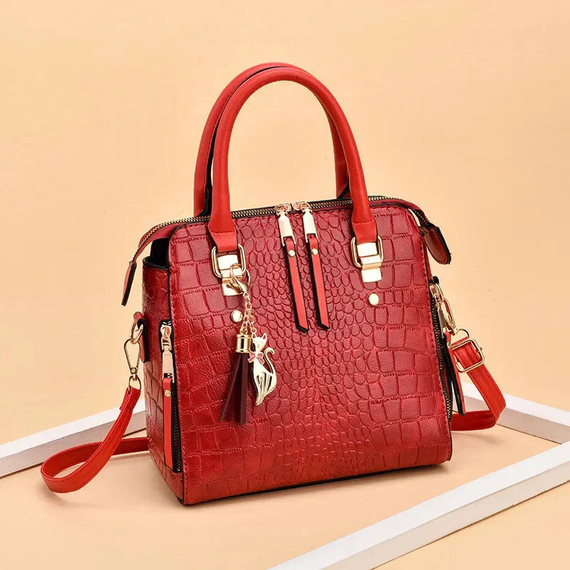 Crocodile Embossed Leather Bag