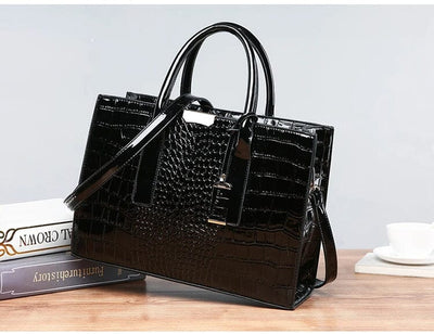Tamsin - Crocodile-Print Leather Handbag