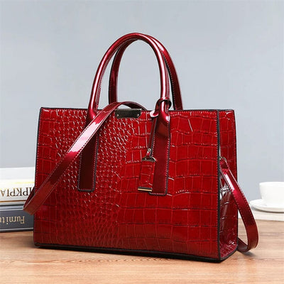 Tamsin - Crocodile-Print Leather Handbag