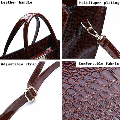 Tamsin - Crocodile-Print Leather Handbag