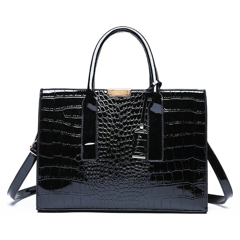 Tamsin - Crocodile-Print Leather Handbag