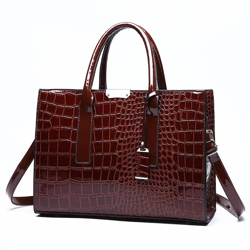 Tamsin - Crocodile-Print Leather Handbag