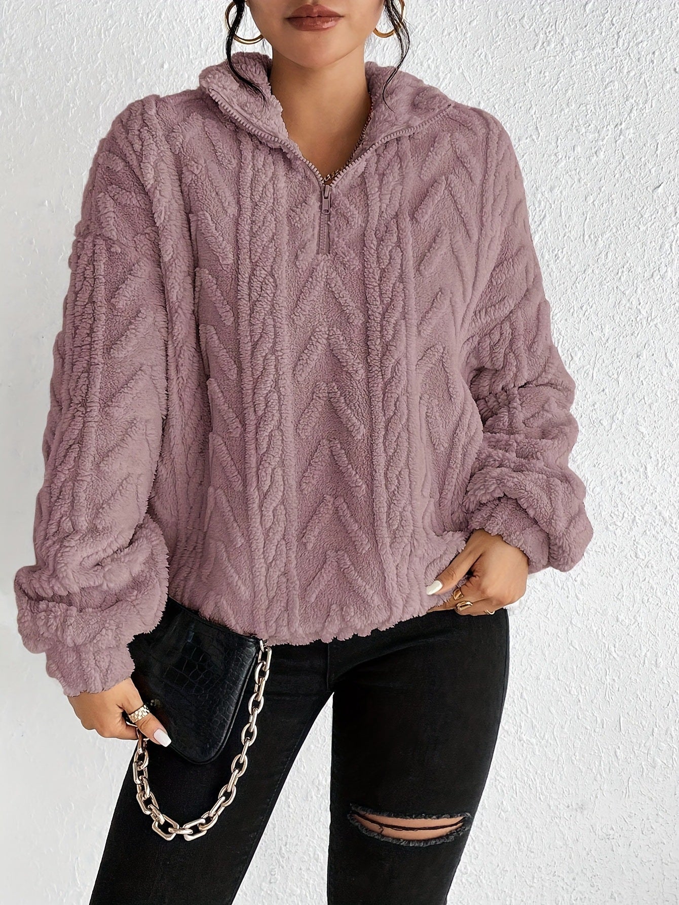 Aila - Fluffy Zip Sweater