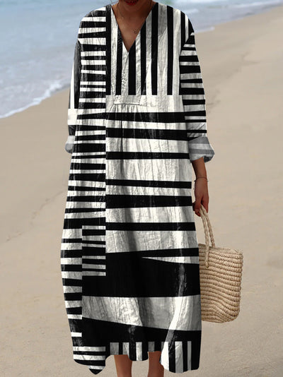 Salma｜Printed Black and White Dress